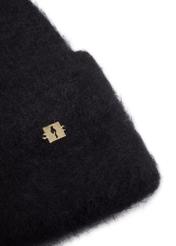 Black women's hat made of alpaca wool CZADT-0212-99(Z26), close-up of the product detail on a white background.