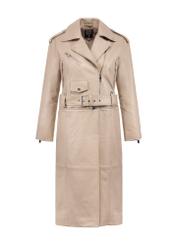 Beige women's leather jacket 2 in 1 KURDS-0514-2839(W25), front product view on white background.