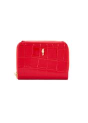 Small red women's croco wallet POREC-0352A-42(Z25), product view from the front on a white background.