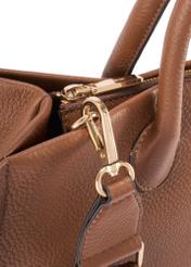Women's leather handbag in camel color TORES-1206-1D(W26), close-up of the product detail on a white background.