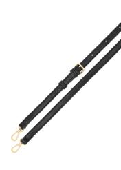 Black women's handbag with monogram TOREC-1159-9P(W26) - top view of the straps on a white background.