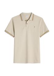 Light beige polo shirt POLMT-0090-1A(W26) - front product view, on a white background.