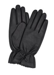 Black women's leather gloves REKDS-0112-99(Z26), product view from above, on white background.