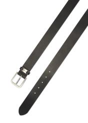 Navy blue men's leather belt PASMS-0273-69(Z25), close-up of the product clasp, view on a white background.