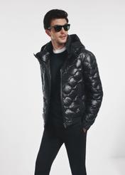 Black quilted men's winter jacket KURMT-0334-99(Z24) pic. 3