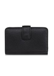 Medium black leather women's wallet PORES-0896R-99(Z25) - back view of the product on a white background.