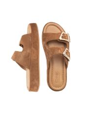 Women's suede platform mules BUTYD-1241-1D(W26), top view of the product on a white background.