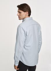 Blue men's shirt in fine peplite KOSMT-0311-60(Z23)-02