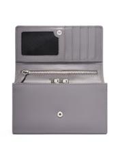 Graphite large leather women's wallet PORES-1024-9D(Z26) - front product view, on white background.