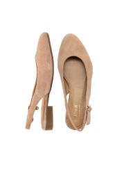 Beige suede ballerinas without heel BUTYD-1051A-81(W25)-06