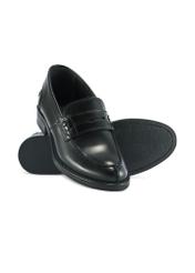 Women's black leather moccasins BUTYD-1097-99(Z25), product view from the front and bottom on a white background.