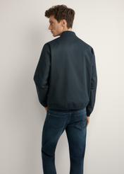 Men's navy transitional jacket KURMT-0403-7D(W26), product view from the back on the model. Half of the silhouette visible.