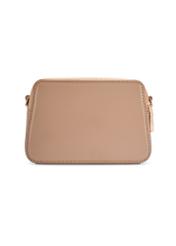 Beige small women's handbag TOREC-1126-1D(W26), product view from the back on a white background.