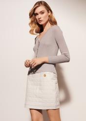 White quilted leather skirt SPCDS-0067-1057(W23)-03