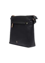 Black women's handbag made of natural pea leather TORES-1425-9I(Z26), diagonal product view on a white background.