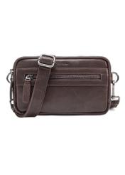 Men's brown leather waist bag TORMS-0462-1H(Z26), product view from the front on a white background.