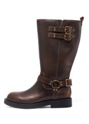 Dark brown leather women's ankle boots BUTYD-1305-1I(Z26), side view of the product on a white background.