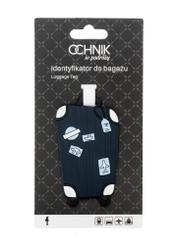 Luggage tag AW-012-0012-7D(W26), product view with packaging on white background.