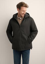Black men's transitional jacket KURMT-0436-99(Z26), front product view on model. Half silhouette visible.