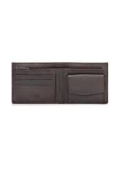 Men's dark brown leather wallet PORMS-0685-1I(W26), product view inside on white background.