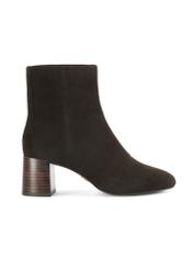 Brown suede high-heeled ankle boots BUTYD-1218-89(Z25), product view from the side on a white background.
