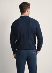 Navy blue men's sweater SWEMT-0179-68(Z25), back view of the product on the model. Half of the silhouette visible.
