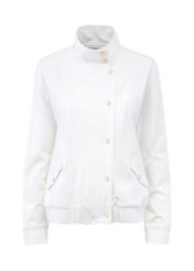 Cream women's sweatshirt with a stand-up collar BLZDT-0106-12(Z24)-01