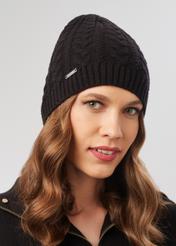 Women's black wool cap CZADT-0057A-99(Z23)-01