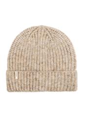 Beige women's winter hat CZADT-0208-81(Z25), front product view on white background.