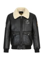 Black men's sheepskin coat TOP GUN FUTMP-0003-99(Z24)-06