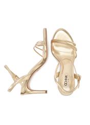 Women's gold high heel sandals BUTYD-1233-2X(W26), top view of the product on a white background.