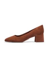 Women's suede pumps in cognac color BUTYD-1306-1F(Z26). Side view on white background-02.