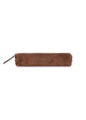 Suede brown small pencil case PORES-0855-90(W23)-01