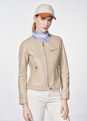 Women's beige leather jacket KURDS-0154-1187(W24)-01