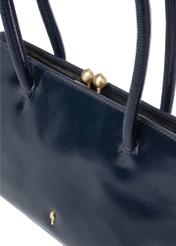 Dark navy blue small leather women's handbag TORES-1293-7EW26), close-up of product detail on white background.