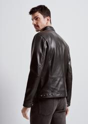 Black classic leather jacket for men KURMS-0328-5491(W24)-03