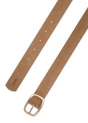 Beige women's leather belt PASDS-0339-1B(W26), view of the clasp of the product on a white background.