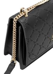 Black women's handbag with monogram TOREC-1155-99(W26), close-up of the product detail on a white background.