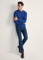 Navy blue men's jeans JEAMT-0022-17(Z25) - front product view on the model on a white background. The entire silhouette is visible.
