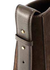 Brown leather women's handbag TORES-1251-1I(W26) - close-up of detail, on white background.