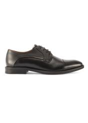 Men's leather black shoes BUTYM-0483-99(W26), side view of the product on a white background.