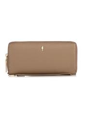 Beige leather women's belt wallet PORES-0892-81(Z23)-01