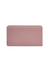 Pink women's wallet with a handle, model POREC-0436-5A(Z26), rear view on a white background.