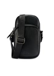 Black small leather men's bag TORMS-0409R-9I(W26), product view from the front on a white background.
