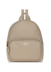 Beige women's imitation leather backpack TOREC-1014-1B(W26) - front product view, on white background.