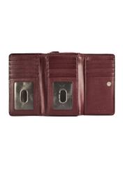 Women's leather wallet in burgundy color PORES-0968-49(Z25), product view inside on white background.