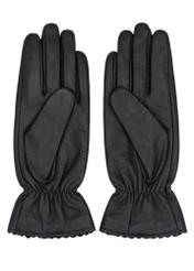 Black women's leather gloves REKDS-0112-99(Z26), product view from above, on white background.