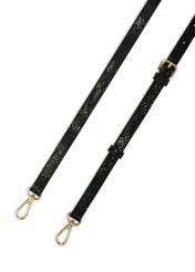Black women's trunk handbag TOREC-1080-98(Z25), close-up of the product's detachable straps, view on a white background.