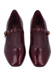 Burgundy women's leather pumps BUTYD-1349-4E(Z26), front product view on white background.