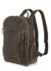 Men's khaki leather backpack TORMS-0300-51(W23)-02